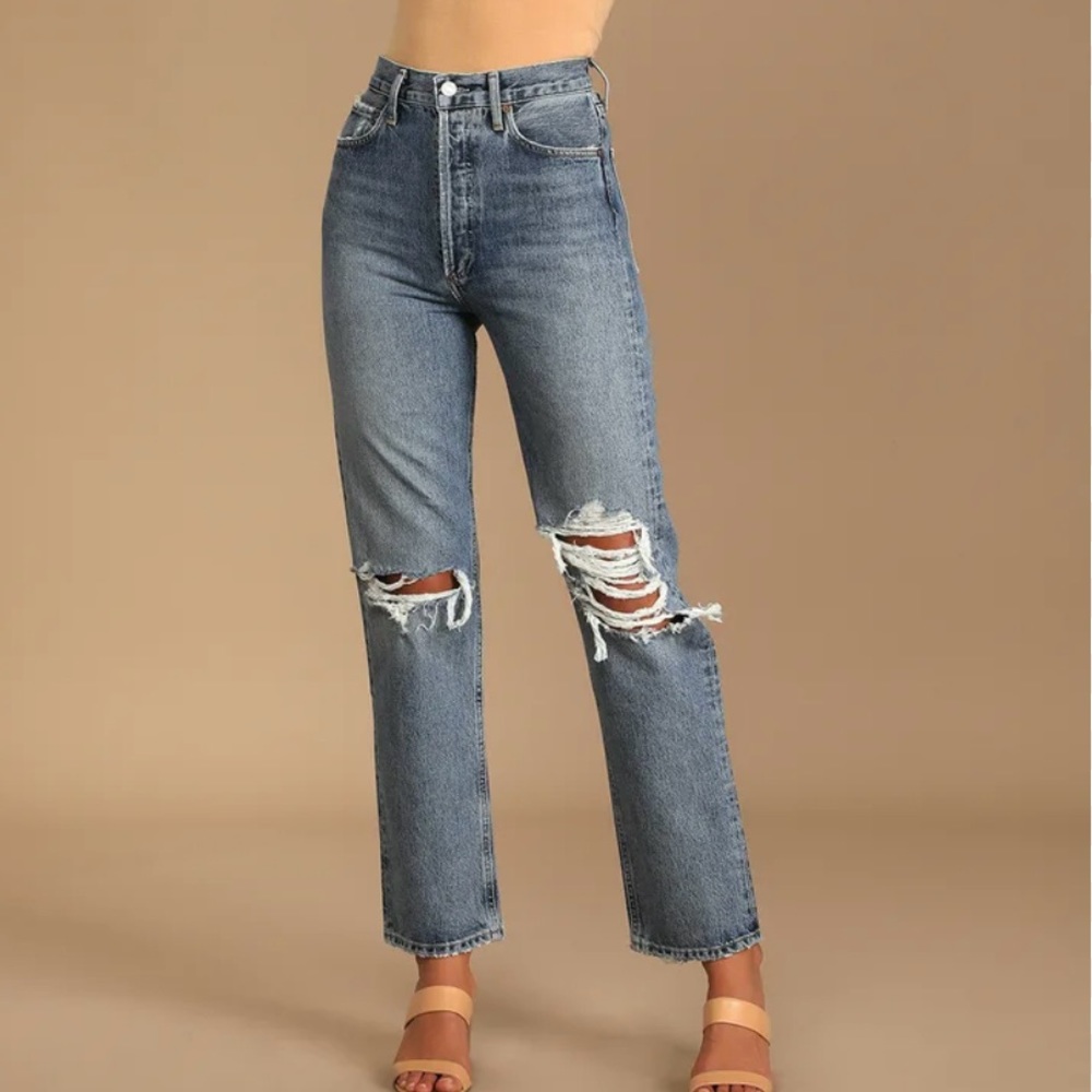 Agolde Blue Distressed Women Jeans